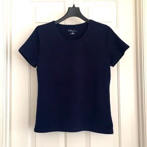 Kim Rogers Top Small Dark Blue Short Sleeves Tee